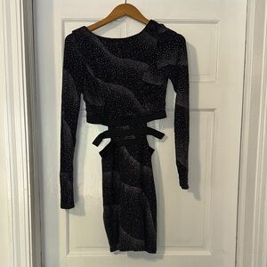 Arden B Black and Silver Long Sleeve Dress